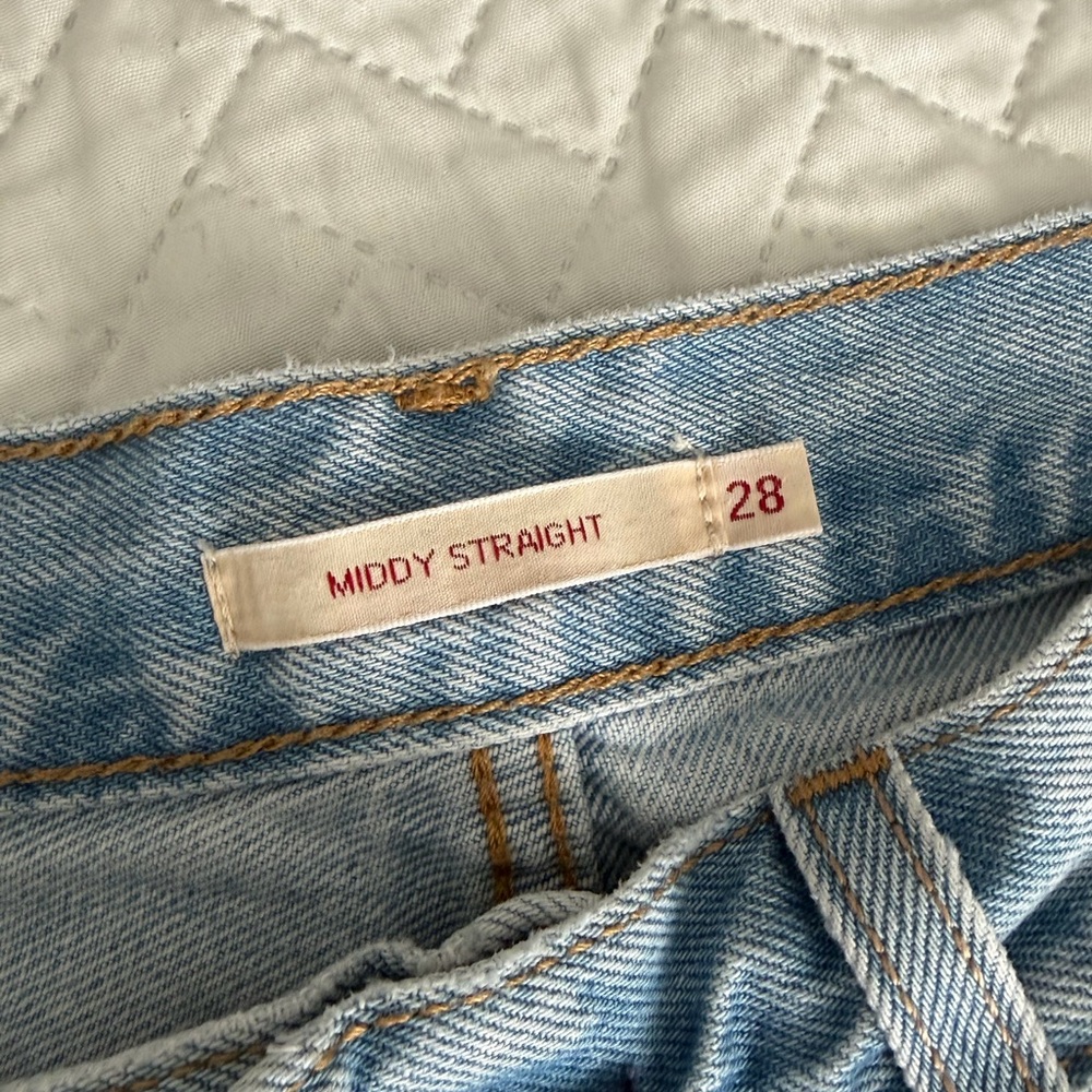 Levi's Light Blue Relaxed Women Jeans 28x27 ripped light wash straight leg pants - Picture 13 of 15